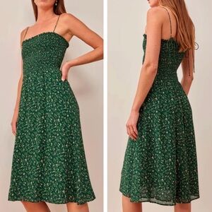 Reformation Sable Green Floral Midi Dress